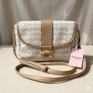 ✨ NWT Juicy Couture Pop That Lock Crossbody — Pecan White Monogram ✨
